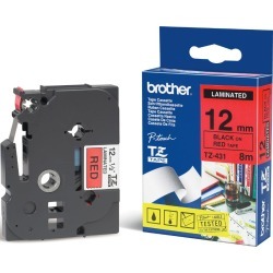 Bundle: Brother P-touch (12mm x 8m) Black On White (TZ-231) x 1 + Black On Yellow (TZ-631) x 1 Black On Red (TZ-431) x1 Laminated Labelling Tape