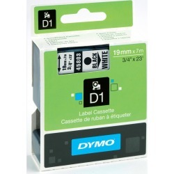 Dymo D1 (19mm) Gloss Tape (Black on White)