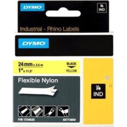 Newell ID1 (24mm) Flexible Nylon Tape (Black on Yellow) for Dymo Rhino Label Printers