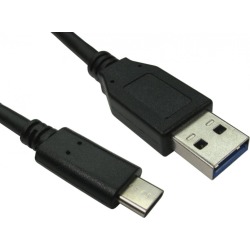 Cables Direct 0.5m USB 3.1 Male Type-C to Male Type-A Cable in Black