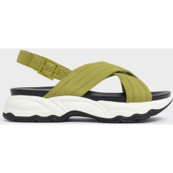 Nylon Criss Cross Chunky Platform Sandals