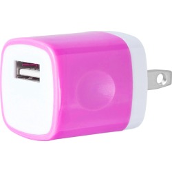 USB Home Wall Charger Travel Adapter for iOS and Android Mobile Devices, Neon pink