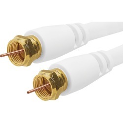 Digital Coaxial Cable F-Type Male RG6 Coax Digital Audio Video with F Connector Pin Satellite Cord - 12 Feet White