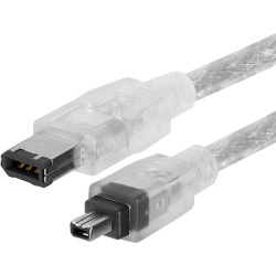 IEEE-1394 FireWire/iLink DV 6 Pin Male To 4 Pin Male Cable - 3 Feet Clear