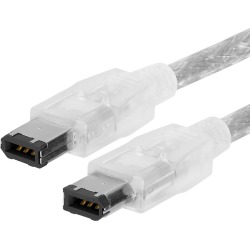 IEEE-1394 FireWire/iLink 6 Pin Male to Male DV Cable - 6 Feet Clear