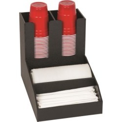 Four Compartment Countertop Cup, Lid, Straw And Condiment Organizer