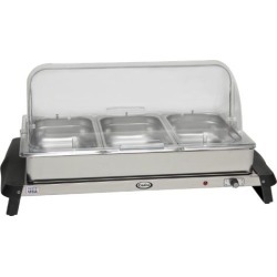 Triple Buffet Server with Clear Rolltop Lids
