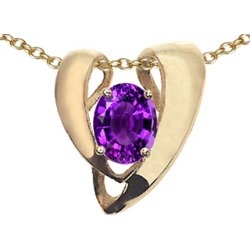 Tommaso Design� Oval 9x7mm Genuine Amethyst Pendant Necklace Enhancer