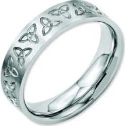 Chisel Stainless Steel Engraved Trinity Symbol Brushed 6mm Weeding Band