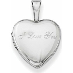 Sterling Silver I Love You 12mm Heart Locket Necklace