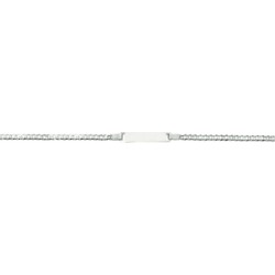 14 kt White Gold Shiny Curb Link ID Bracelet