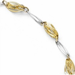 Finejewelers 14k Two-tone Polished Fancy Link Anklet