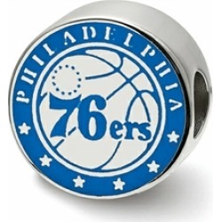 LogoArt Sterling Silver Philadelphia 76ers 76ers On Ball Philadelphia Around Enameled Extruded Logo Bead Charm