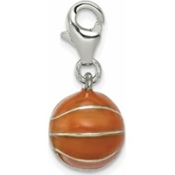 Sterling Silver 3D Enameled Basketball Charm
