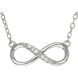 Sterling Silver Infinity With CZ's Shiny Cable Ladies Necklace