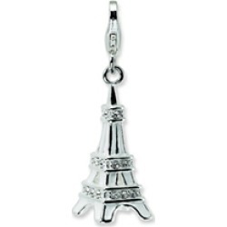 Amore LaVita� Sterling Silver 3-D Enameled Swarovski Crystal Eiffel Tower w/Lobster Clasp for Charm Bracelet
