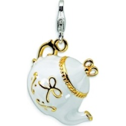 Amore LaVita� Sterling Silver 3-D Enameled Tea Pot w/Lobster Clasp Bracelet Charm
