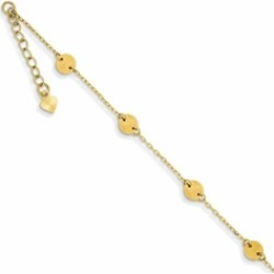 9 Inch 14k Polished Disc Adjustable Anklet (Smaller Ankles)