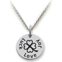 Stellar White� 925 Sterling Silver Love, Joy, Luck Disc Pendant Necklace - Chain Included