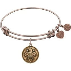 Angelica Collection Antique Pink Smooth Finish Brass "Fleur De Lis" Expandable Bangle