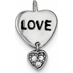 Sterling Silver Love Cubic Zirconia Heart Pendant Necklace - Chain Included