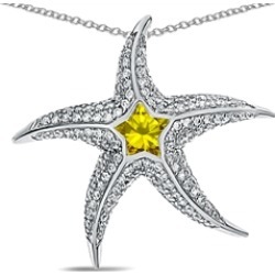 Star K� Sterling Silver Simulated Citrine "Star Fish" Pendant Necklace