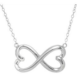 Sterling Silver Infinity Hearts Shiny Ladies Necklace