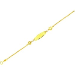 14 kt Yellow Gold Shiny Round Cable Link with 2 Station Puffed Heart ID Bracelet