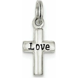 Sterling Silver Love Cross Pendant Necklace - Chain Included