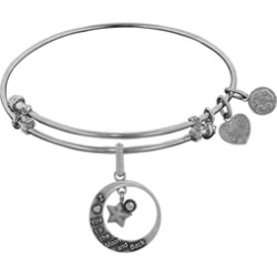 Brass White Finish Love You To Moon and Back Charm On White Angelica Collection Bangle