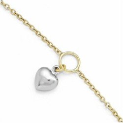 Finejewelers 14k Two-tone Polished Heart Anklet W/1in Ext