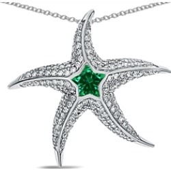 Star K� Sterling Silver Simulated Emerald "Star Fish" Pendant Necklace
