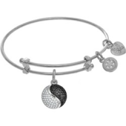 Brass With White Yin Yang Charm On White Angelica Collection Tween Bangle