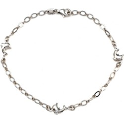 Sterling Silver 10 Inches 3 Dolphins Adjustable Ankle Bracelet
