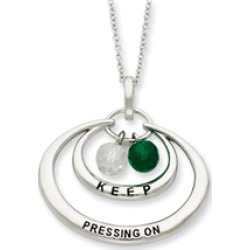Sentimental Expressions(tm) Sterling Silver Antiqued CZ Keep Pressing On 18 Inch Necklace