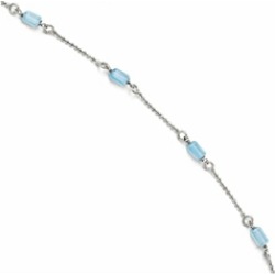 Finejewelers Sterling Silver Blue Cz Anklet Adjustable (9-10)