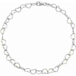 Sterling Silver 10 Inches Hearts Adjustable Ankle Bracelet
