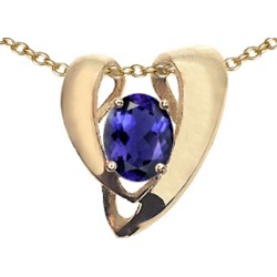 Tommaso Design� Oval 9x7mm Genuine Iolite Pendant Necklace Enhancer