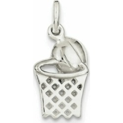 Sterling Silver Basketball In Hoop Charm