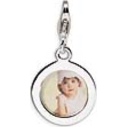 Amore LaVita� Sterling Silver Polished Circle Frame w/Lobster Clasp Charm (Can insert photo) for Charm Bracelet