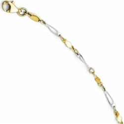 Finejewelers 14k Two-tone Polished Fancy Link Anklet