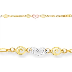 10 Inches 4 Hearts Adjustable Ankle Bracelet