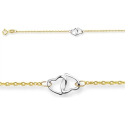 10 Inches 3 Double Hearts Adjustable Ankle Bracelet