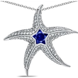 Star K� Sterling Silver Created Sapphire "Star Fish" Pendant Necklace