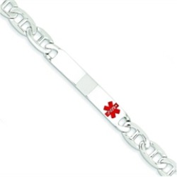 Sterling Silver Polished Medical Anchor Link Id Bracelet