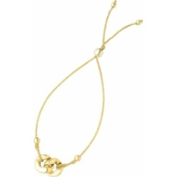 14kt Yellow Gold 9.25 Inch Wheat Friendship Adjustable Bracelet Interlocked Double Ring Draw String Clasp