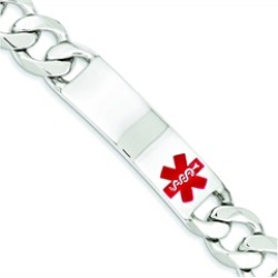 Sterling Silver Polished Medical Curb Link Id Bracelet