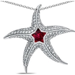 Star K� Sterling Silver Created Ruby"Star Fish" Pendant Necklace