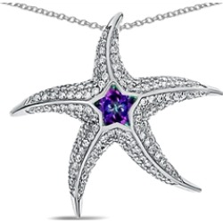 Star K� Sterling Silver Mystic Quartz "Star Fish" Pendant Necklace