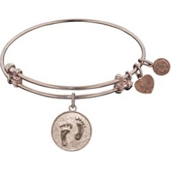 Angelica Collection Non-antique Pink Stipple Finish Brass "barefoot In The Sand" Expandable Bangle